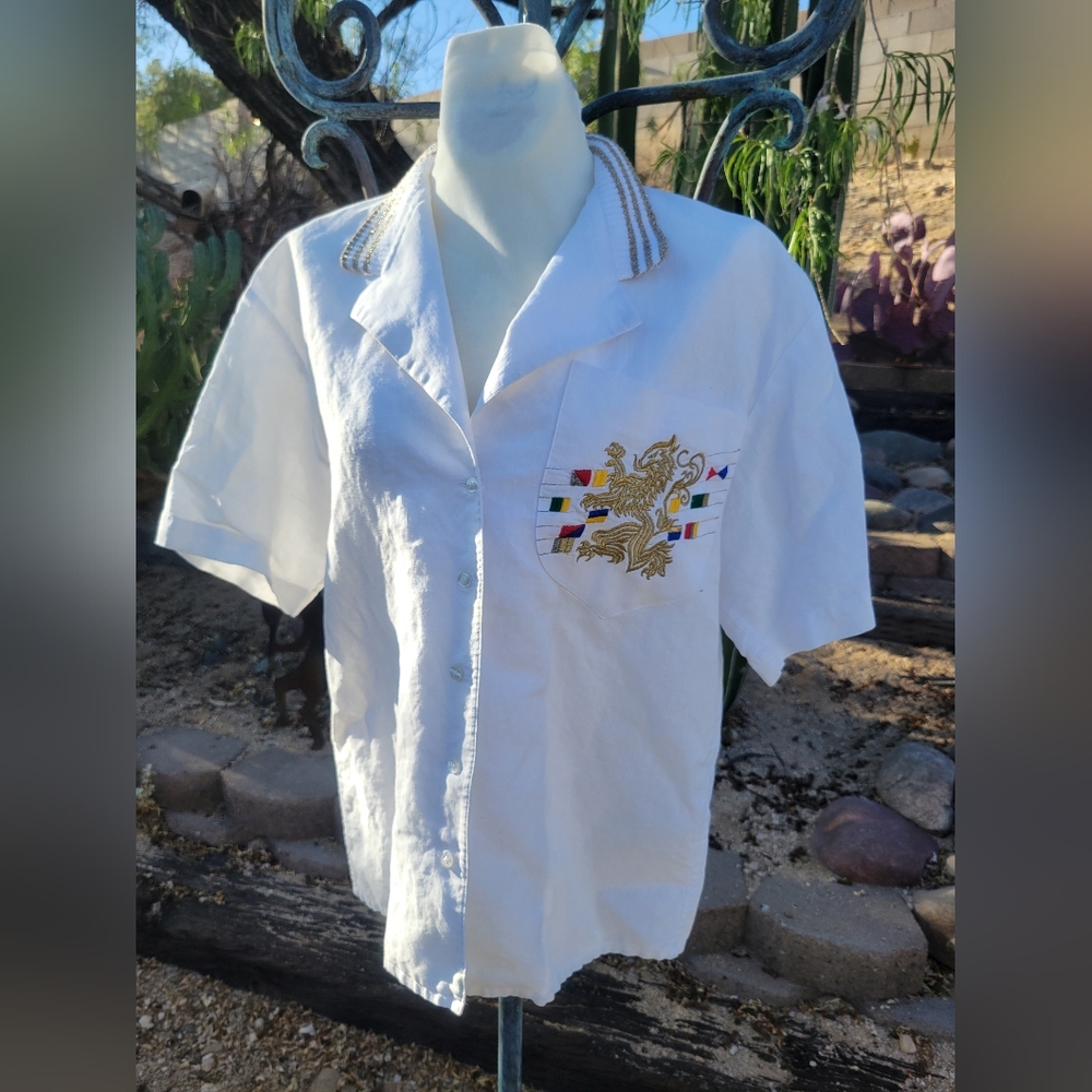 Vintage Shirt Embroidered Dragon Crest
